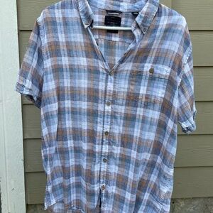Blue and Brown Plaid Casual Shirt